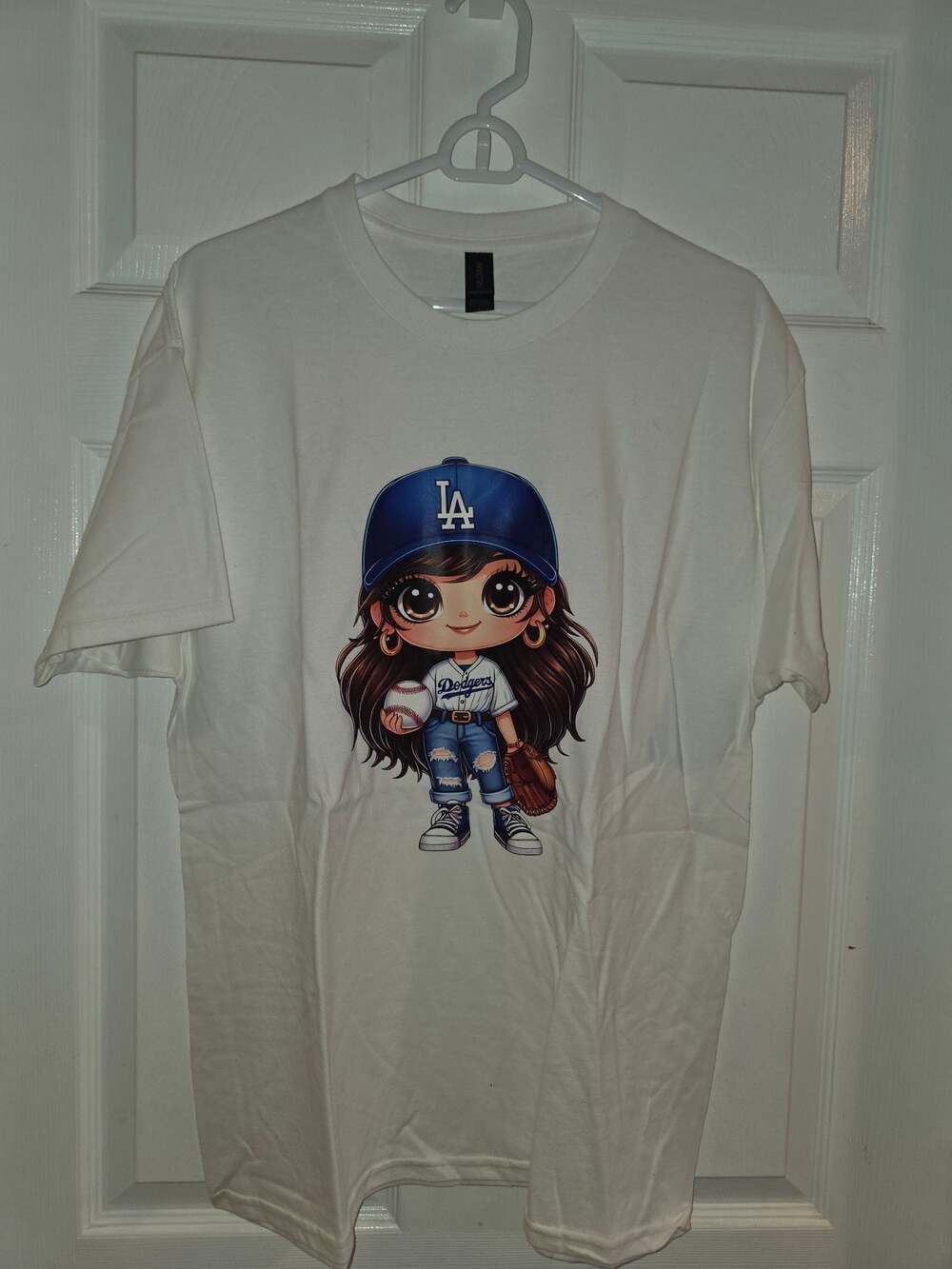 Gildan Heavy Cotton Los Angeles Dodgers Cartoon Girl T-Shirt